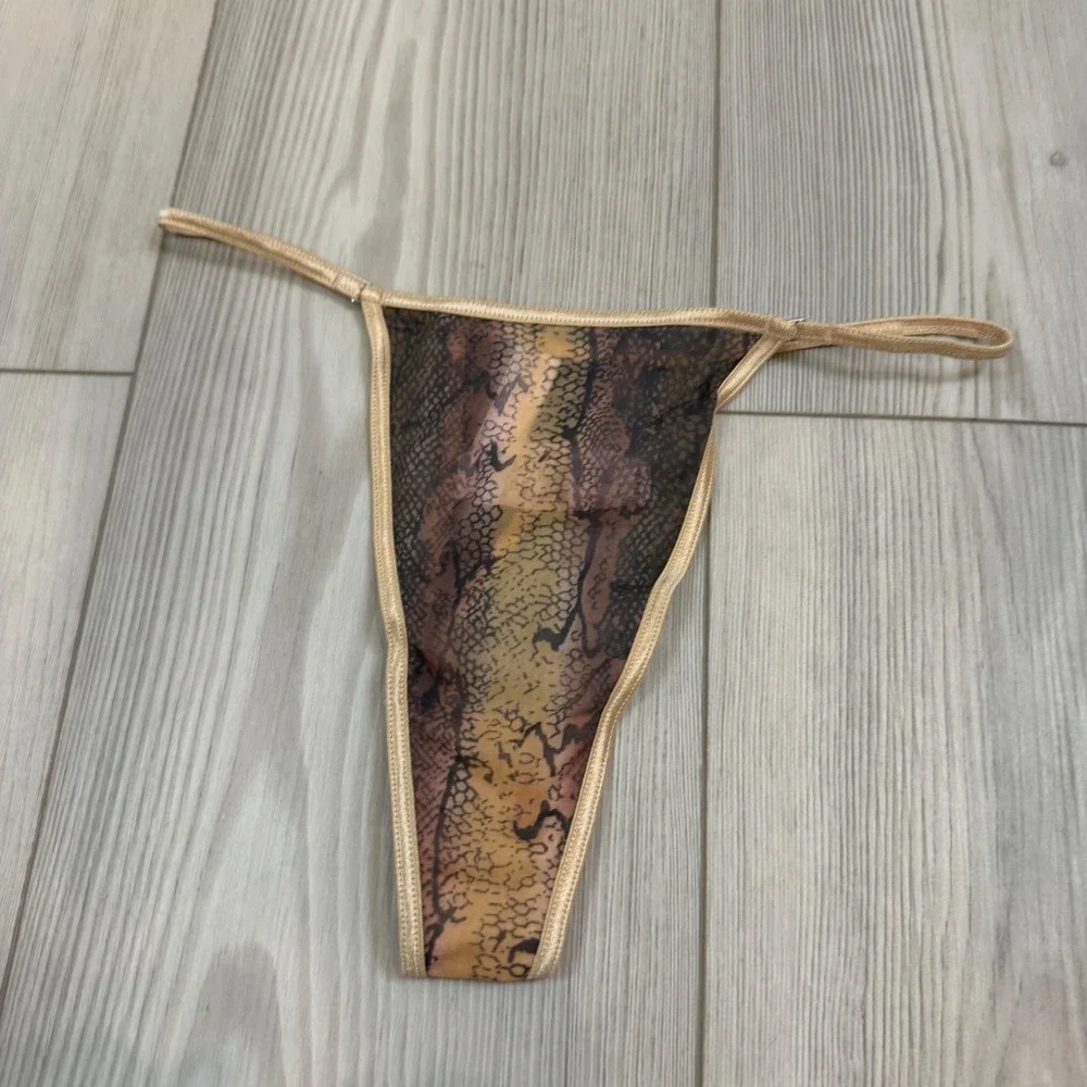 Vintage Victoria's Secret V-String‎ Thong Small Snakeskin Animal Print Y2K NWT